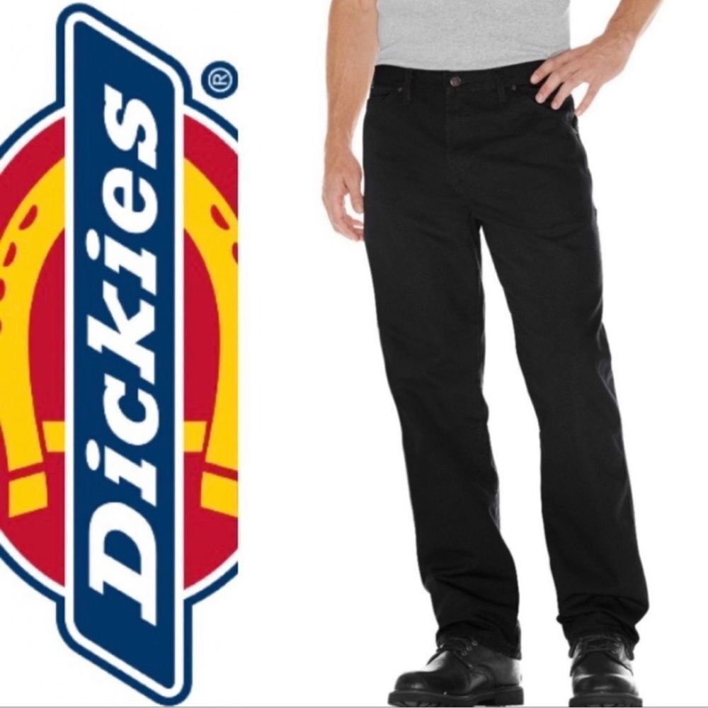 Dickies men’s carpenter straight leg black work pants jeans size 38 x 30